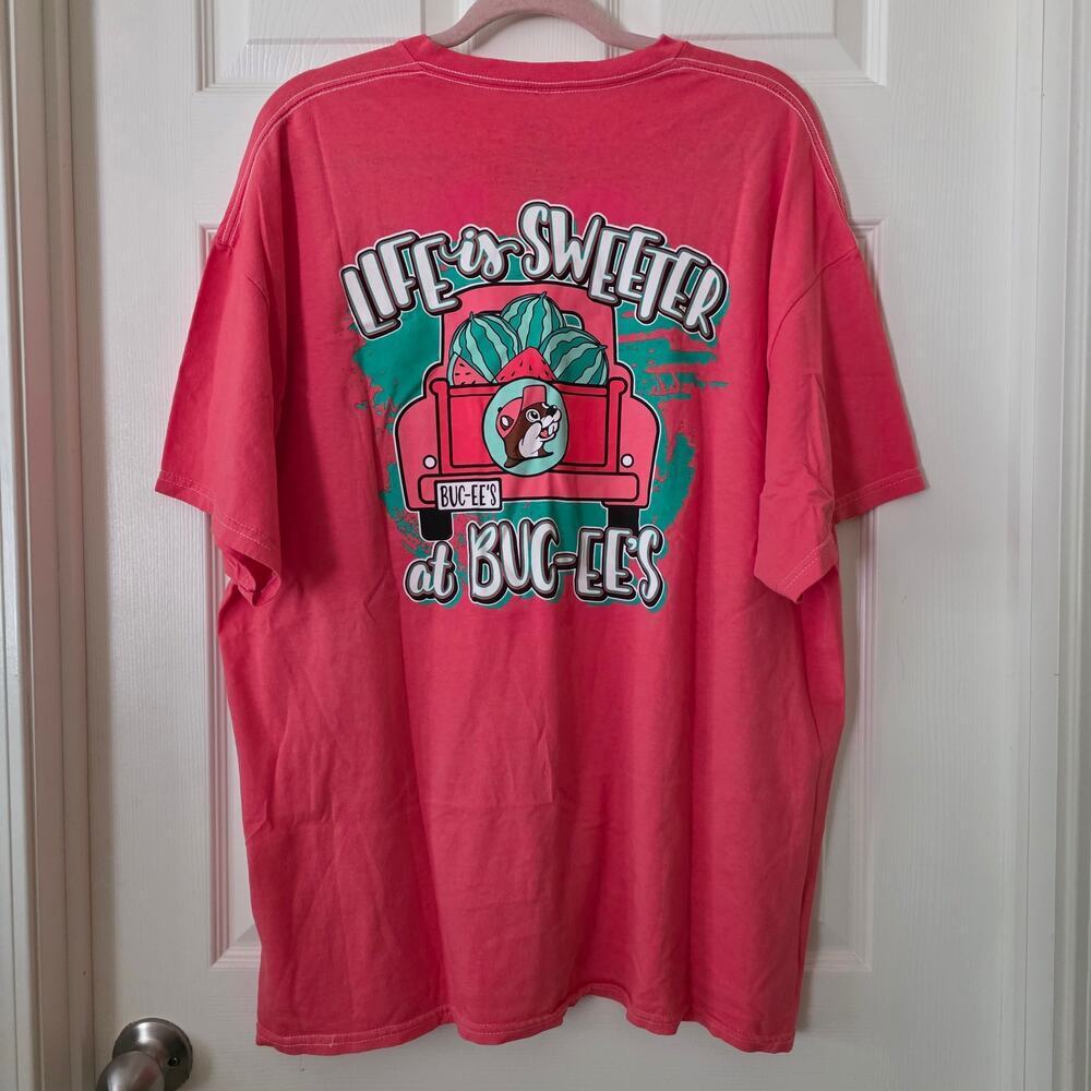 Buc-ee's "Life Is Sweeter" Pink Watermelon T-shirt Size 2XL